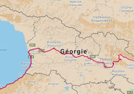 Voyage à vélo, la Géorgie à vélo, carte de l'itinéraire. Travel by bike, cycling Georgia, map of cycling itinerary.